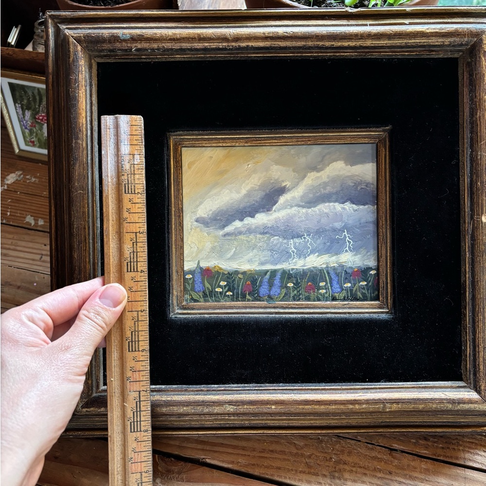 Original Thunderstorm Painting with Vintage Frame - Picture 10 of 11